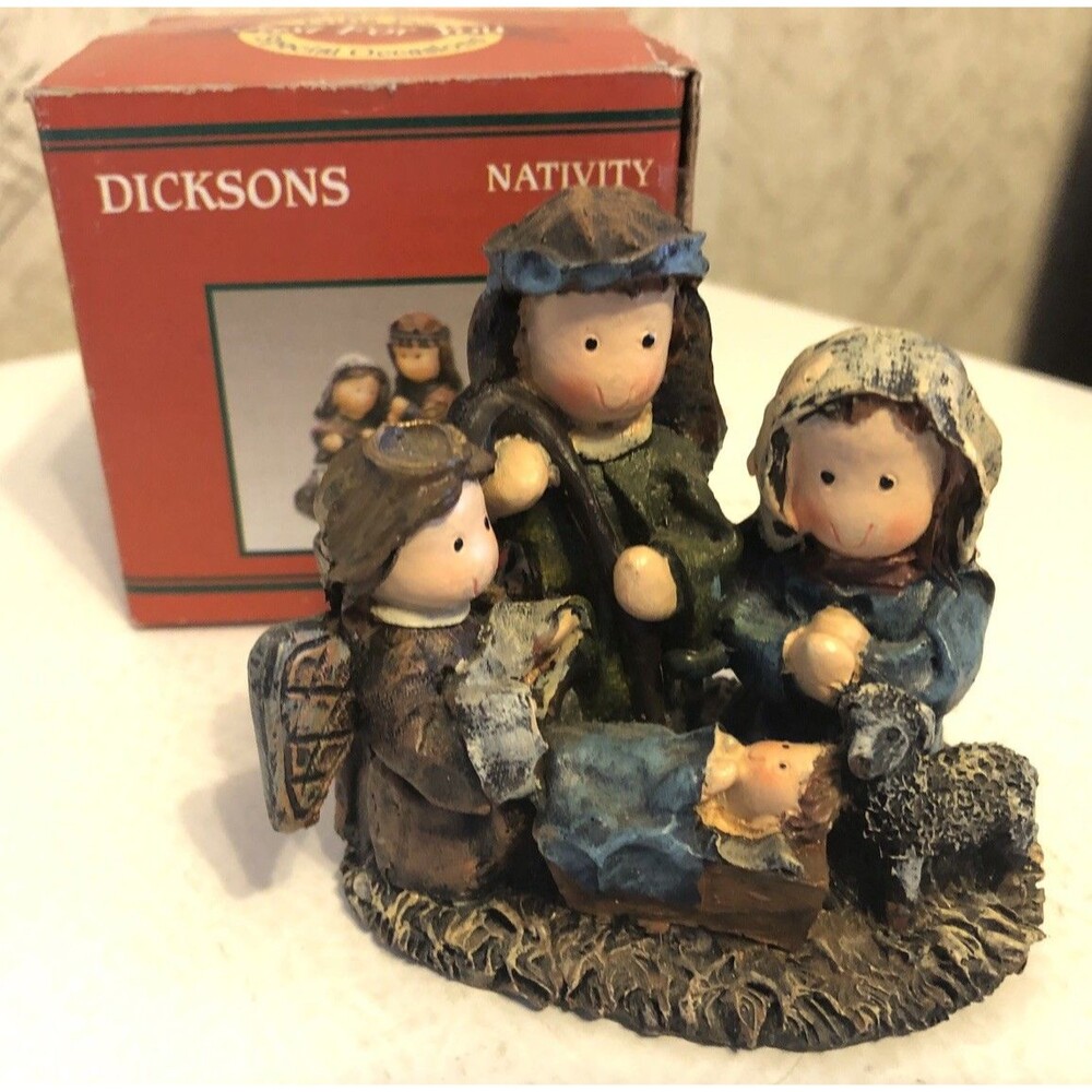 Vintage Dicksons Mini 3" Nativity Decor Christmas IN BOX Holiday